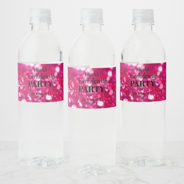 Hetero rosa glitter Modern Glam möhippa Vattenflaskor Etikett (Flaskor)