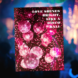 Hetero Rosa Glitter Retro Disco Boll Spara Datum Vykort