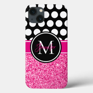 Hetero rosa glitter svart vit prickig monogram