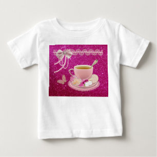 Hetero Rosa Glitter Teaparty Klänning för Småbarn Tröja