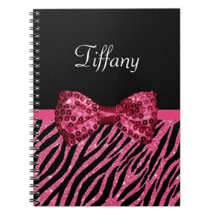 Hetero rosa glitter zebrabåge namn anteckningsbok