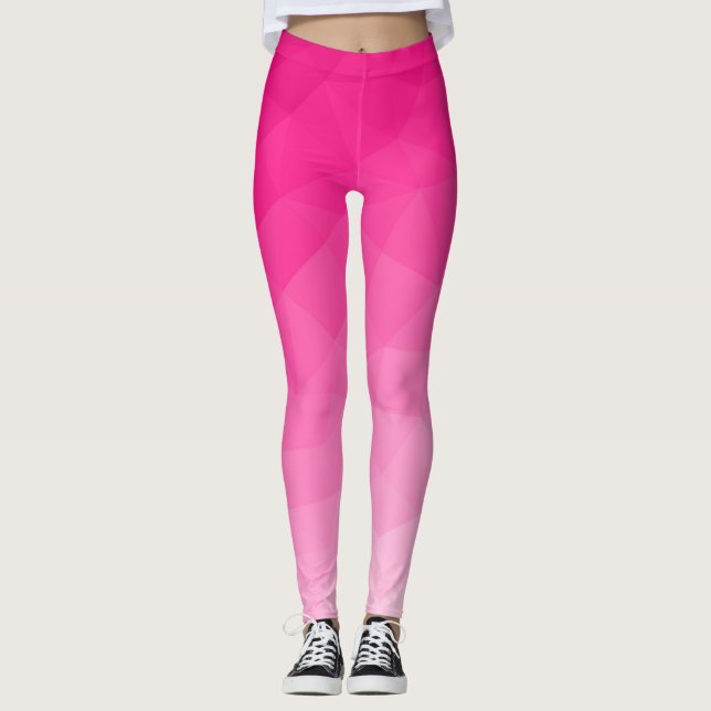 Hetero rosa gradient geometriskt nätmönster leggings (Framsida)
