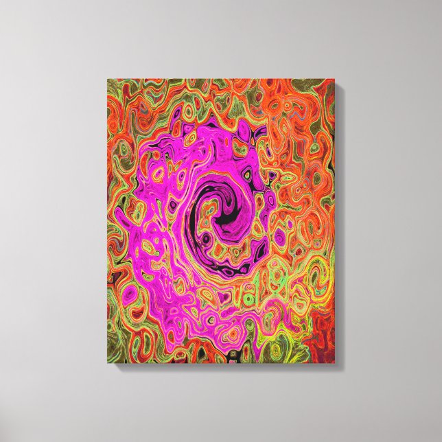 Hetero rosa groovy abstrakt retro flytande virvel canvastryck (Framsida)