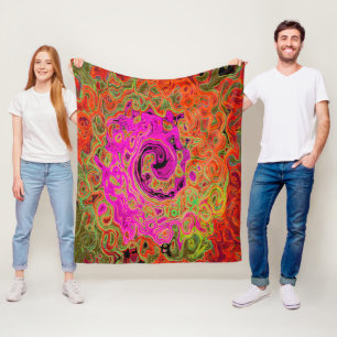 Hetero rosa groovy abstrakt retro flytande virvel fleecefilt