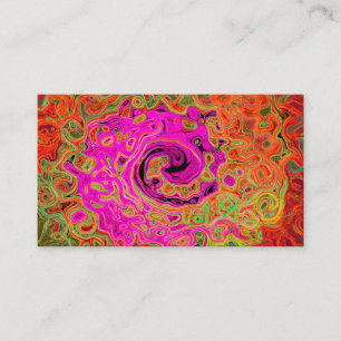 Hetero Rosa Groovy Abstrakt Retro Flytande Virvel Visitkort