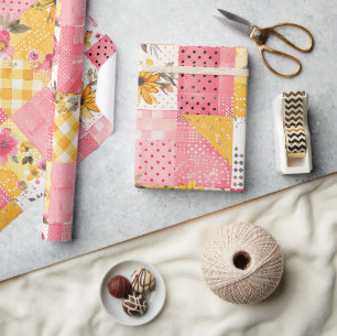 Hetero rosa gul Quilt Rutig Cottagecore Blommig Presentpapper