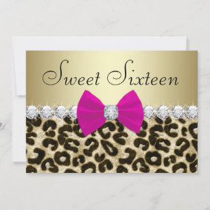Hetero rosa leopard Sweet Sixteen Inbjudningar