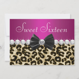 Hetero rosa leopard Sweet Sixteen Inbjudningar