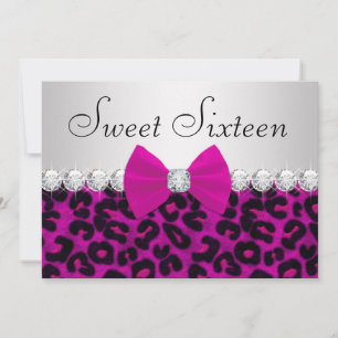 Hetero rosa leopard Sweet Sixteen Inbjudningar