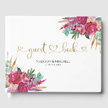 Hetero Rosa Magenta Blommig Elegant Guld Script Hj