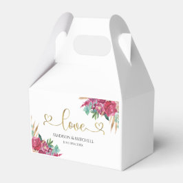 Hetero Rosa Magenta Blommig Elegant Guld Script Hj Presentaskar