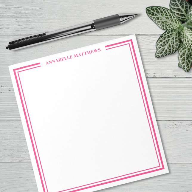 Hetero Rosa Monogram Anteckningsblock (Hot Pink Monogram Notepad)