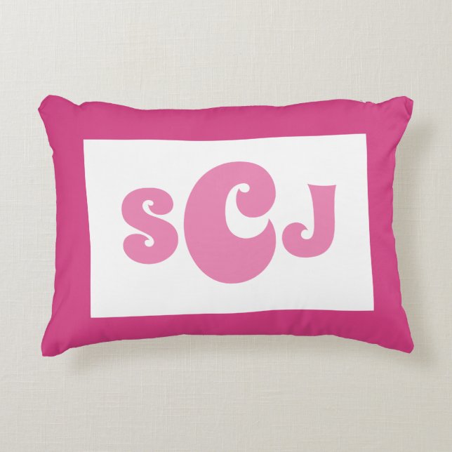 Hetero Rosa Monogram Girlaktig Prydnadskudde (Framsidan)