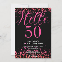 Hetero rosa och svart falskt glitter 50-års födels inbjudningar