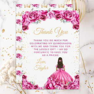 Hetero Rosa Prinsessa Blommig Quinceañera Tack Kort