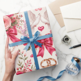 Hetero Rosa Röda Blommiga Bröllopspresentförpackni Presentpapper