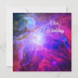 Hetero Rosa Safirblå Orionnebulosan Kosmisk Bröllo Inbjudningar