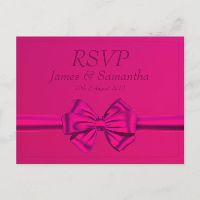 Hetero Rosa Satinband  – RSVP Inbjudan Vykort (Framsida)