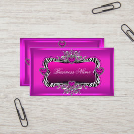 Hetero Rosa Sebra Silver Diamant Hjärtan Elegant Visitkort