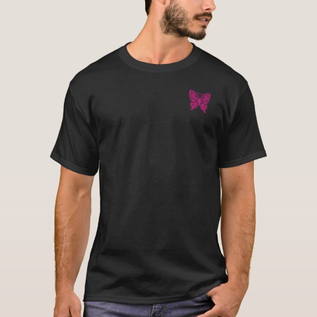 Hetero rosa spetsfjärilsemblem | Blossom Basics T Shirt (Framsida)