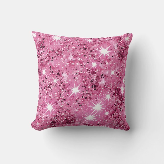 Hetero Rosa Stjärnor Pailletter Glitter Kudde (Framsida)