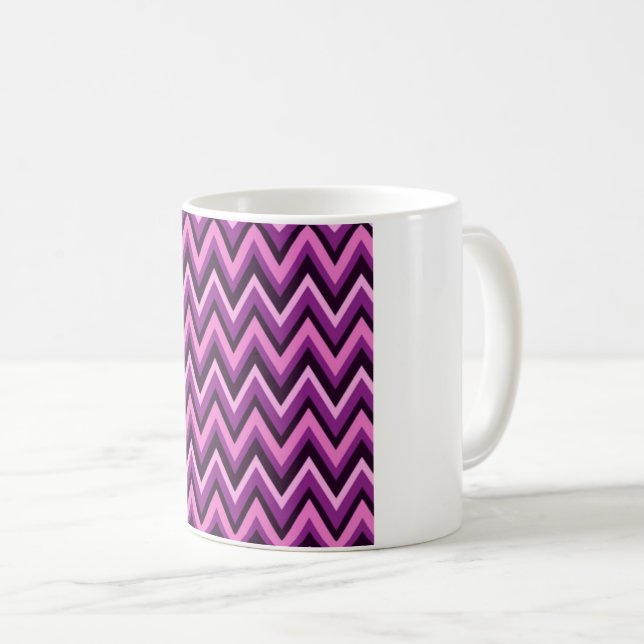 Hetero Rosa & Svart Chevron – Elektriskt Sicksack- Kaffemugg (Framsida höger)