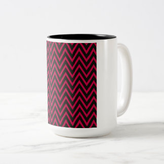 Hetero Rosa & Svart Chevron – Elektriskt Sicksack- Två-Tonad Mugg
