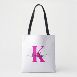 Hetero Rosa Svart Initial Namn Monogram Tygkasse