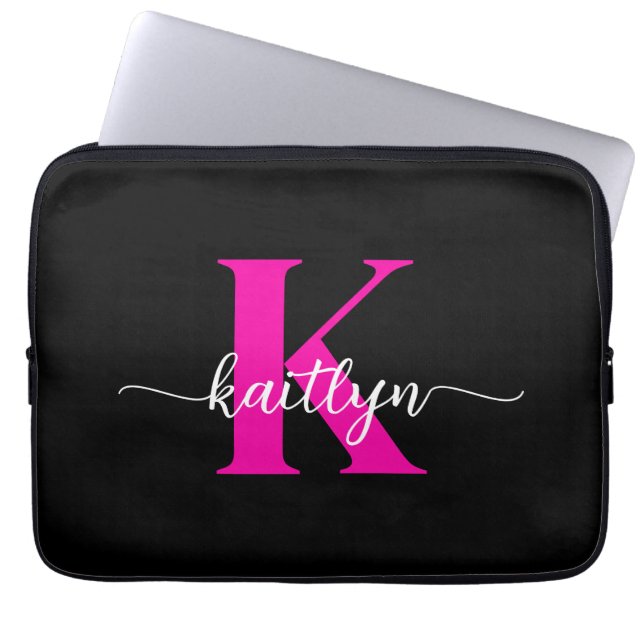 Hetero Rosa Svart Monogram Laptop Fodral (Framsidan)