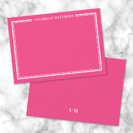 Hetero Rosa Två Kant Minimalistiskt Namn Monogram Anteckningskort