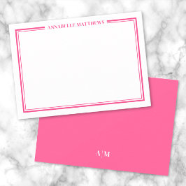 Hetero Rosa Två Kant Minimalistiskt Namn Monogram Anteckningskort