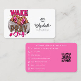 Hetero-rosa Wake, Pray, Slay Nagelsalong Visitkort