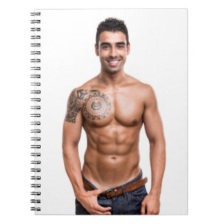 Hetero Sexig Mann Muskelknutte Tatuering Anteckningsbok