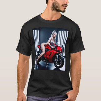 Hetero tjej på t-shirt för män - Blond & Motorcyke