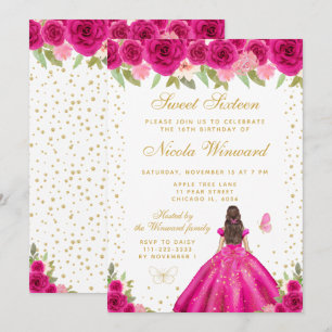 Heteroj Rödlött Brunett Hår Prinsessa Sweet Sixtee Inbjudningar