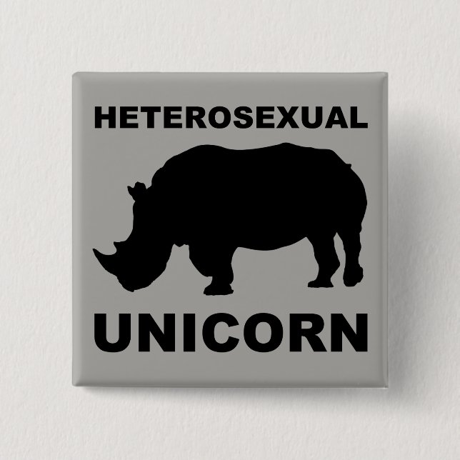 Heterosexual Unicorn Rhinoceros Button Badge Funny Knapp (Framsida)