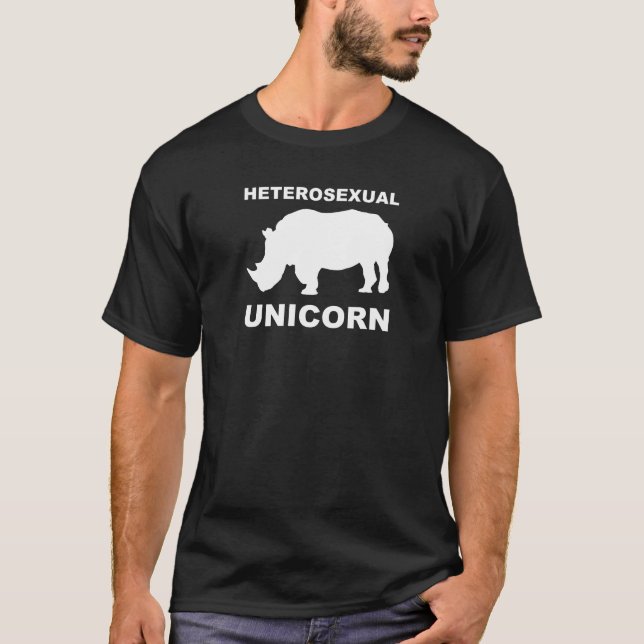 Heterosexual Unicorn Rhinoceros Funny T-Shirt (Framsida)