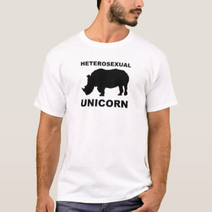 Heterosexuell Enhörning Noshörning Rolig T-Shirt