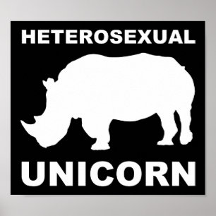 Heterosexuell Enhörning Noshörning Roligt Affisch