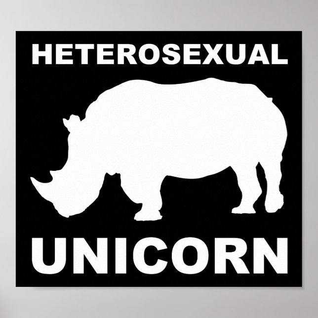 Heterosexuell Enhörning Noshörning Roligt Affisch  (Framsidan)