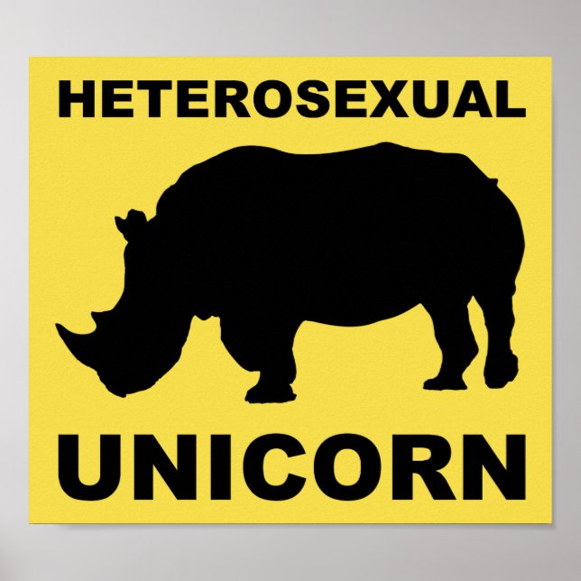 Heterosexuell Enhörning Noshörning Roligt Affisch  (Framsidan)
