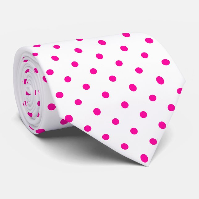 Heterozigot Rosa Miniprickig Mönster på Vitt  Slips (Rullad)