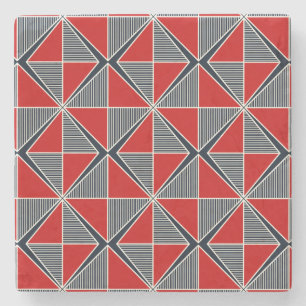 Hetmans Sköld: Röd och Skiffer Geometrisk Stenunderlägg