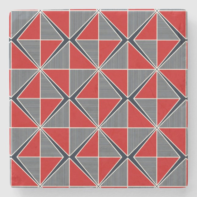 Hetmans Sköld: Röd och Skiffer Geometrisk Stenunderlägg (Framsidan)
