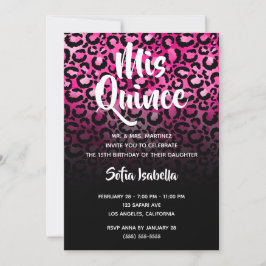 Hetrosa Glam Leopardfläckar Svart Ombre Mis Quince Inbjudningar