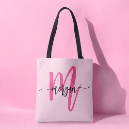 Hetrosa Modern Skript Flickaktig Monogram Namn Tygkasse