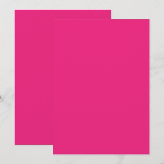 Hetrosa Rosa Bröllop | Djärv Enfärgad Inbjudan (Fram/baksida)