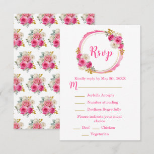 Hetrosa Rosa och Guld Eleganta Blommor Sweet Sixte OSA Kort
