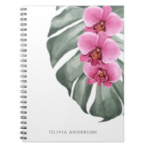 Hetrosa Rosa Orkidéer Tropisk Akvarell Blomma