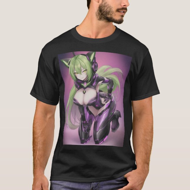 Hett Anime Android Catgirl T Shirt (Framsida)